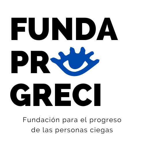 Logo cuadrado donde la letra O de FUNDAPROGRECI es un ojo sonriente